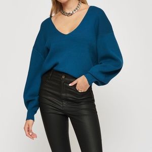 Dynamite | Puff sleeve v neck Sweater